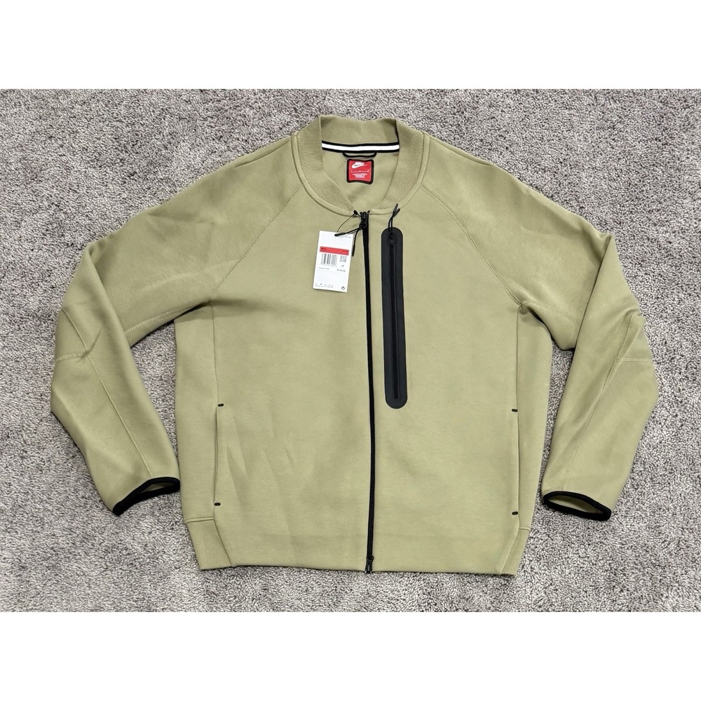 Nike Sportswear Tech Fleece Bomber Jacket Olive Full Zip FB8008-276 Size L NEW